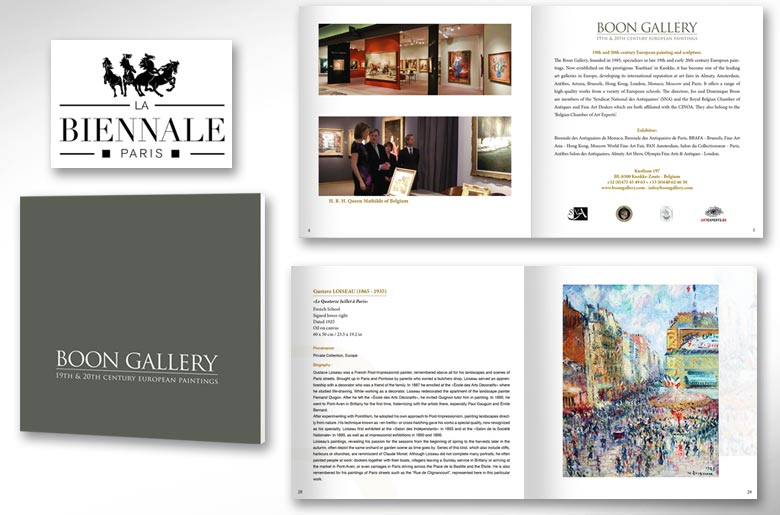 Création du catalogue de la Boon Gallery à Knokke pour la Biennale 2014 à Paris.