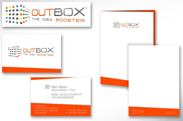Création d'un logo et de documents officiels pour Outbox, une société qui booste et met en pratique vos idées
